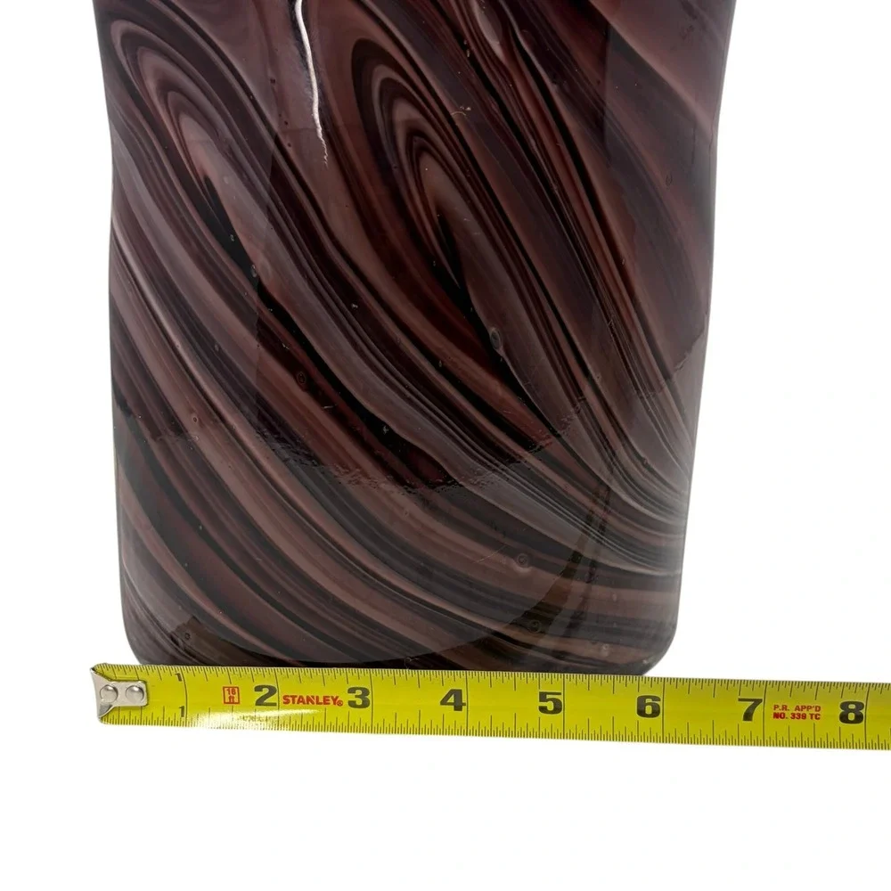 Vintage Purple Swirl Art Glass Vase Freeform Studio Glass Sculptural Decor